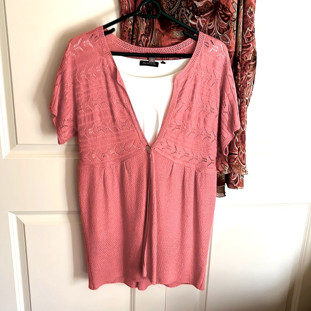 Coral crocheted sweater